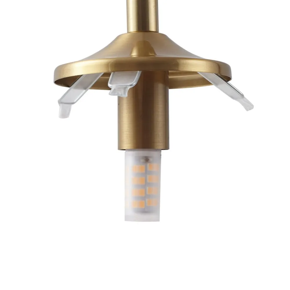 Pendellamper ^ Lindby hængelampe Piatra, Ø45cm, 5 lyskilder, cognac/messing, glas