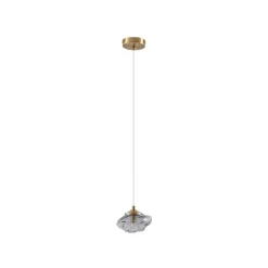 Pendellamper ^ Lindby hængelampe Piatra, røg/messing, glas, Ø 16 cm, G9