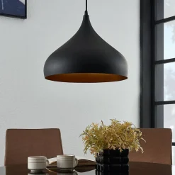 Lindby Pendellamper|Pendellamper > hængelampe Ritana, sort-guld, metal, Ø 31cm, E27
