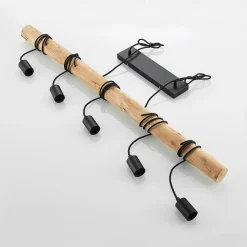 Pendellamper|Pendellamper ^ Lindby hængelampe Rom, 5 lyskilder, træ, reb, sort, 116 cm