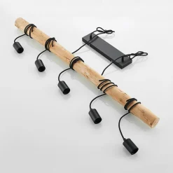 Pendellamper|Pendellamper ^ Lindby hængelampe Rom, 5 lyskilder, træ, reb, sort, 116 cm