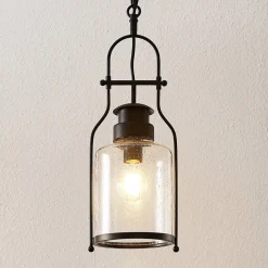 Pendellamper ^ Lindby hængelampe Rozalie, sort, metal, lygte, 21cm