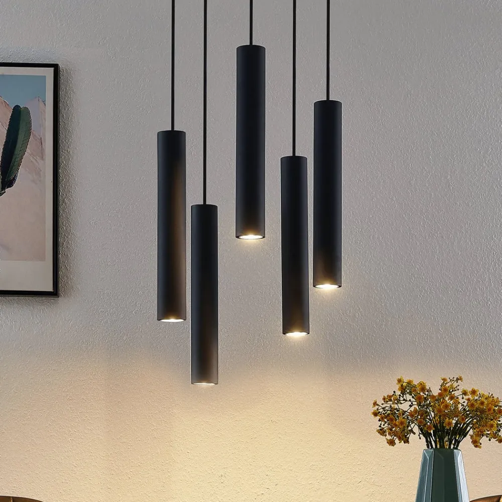 Lindby Pendellamper|Pendellamper > hængelampe Sanad, Ø 40 cm, 5 lyskilder, sort, GU10