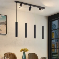 Lindby Pendellamper|Pendellamper > hængelampe Sanad, 100 cm, 7 lyskilder, sort, GU10