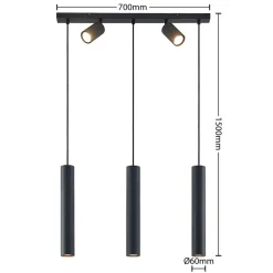 Pendellamper|Pendellamper ^ Lindby hængelampe Sanad, 70 cm, 5 lyskilder, sort, GU10