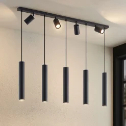 Pendellamper|Pendellamper ^ Lindby hængelampe Sanad, 116 cm, 9 lyskilder, sort, GU10