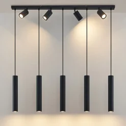 Pendellamper|Pendellamper ^ Lindby hængelampe Sanad, 116 cm, 9 lyskilder, sort, GU10