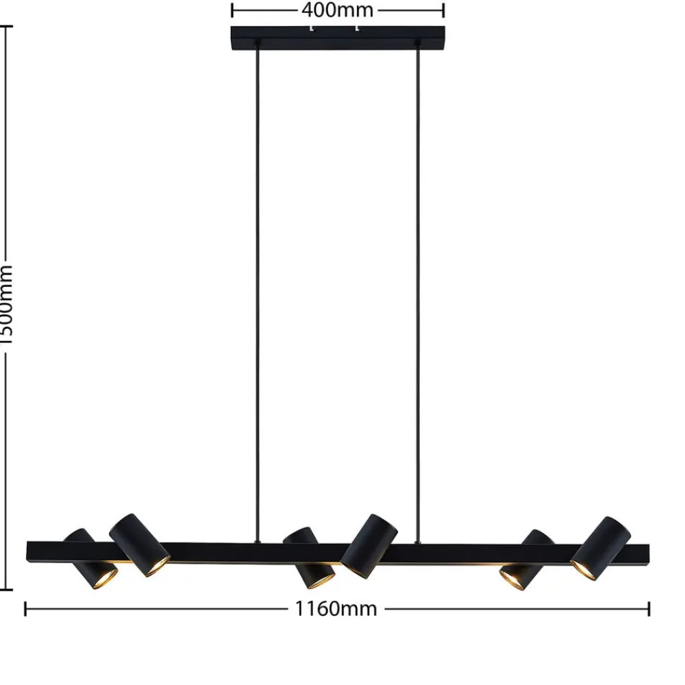 Lindby Pendellamper|Pendellamper > hængelampe Savoli, 116 cm, sort, 6 lyskilder, stål