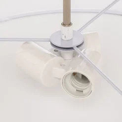 Pendellamper ^ Lindby hængelampe Sebatin, Ø 50 cm, hvid, stof, E27
