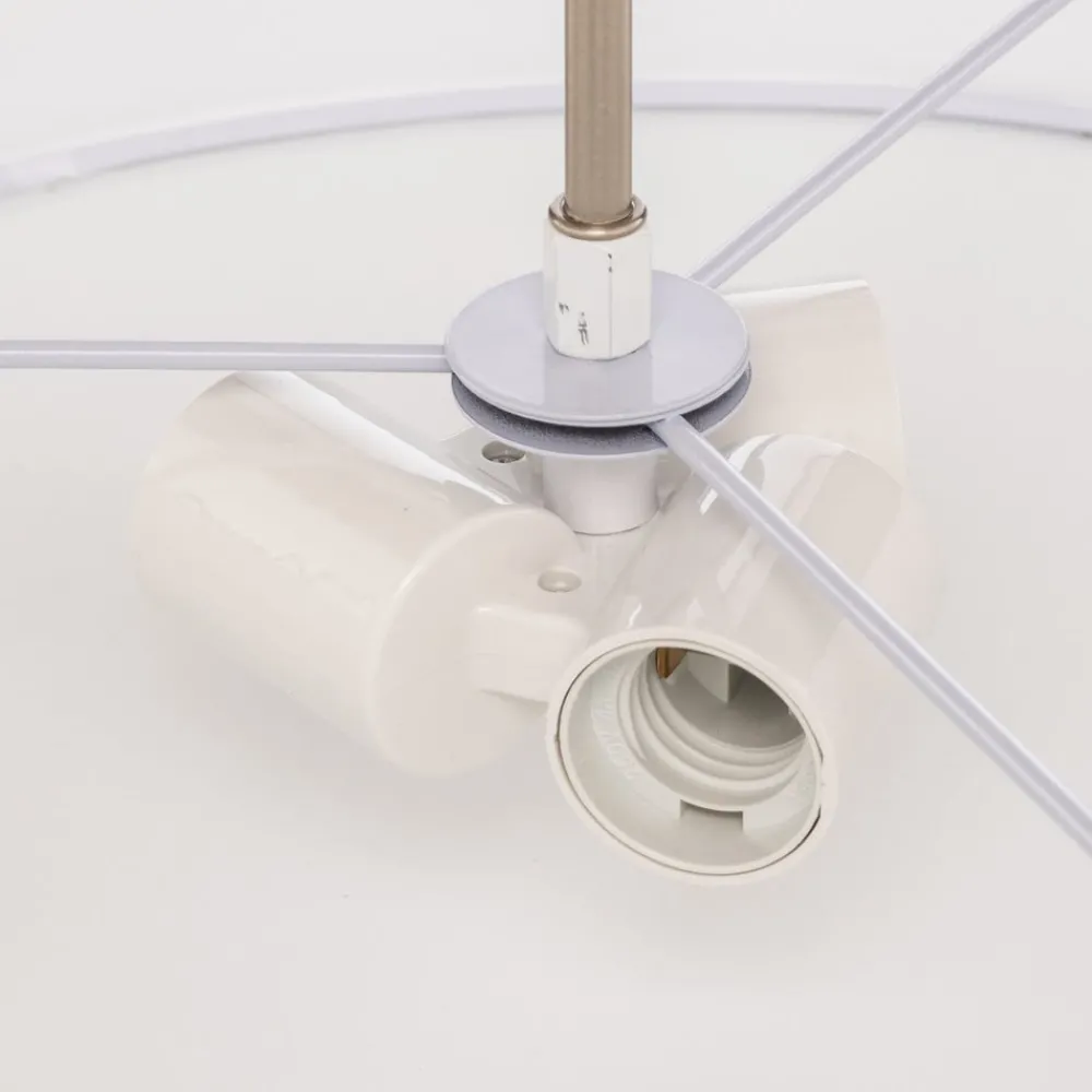 Pendellamper ^ Lindby hængelampe Sebatin, Ø 50 cm, hvid, stof, E27