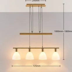 Lindby Pendellamper|Pendellamper > hængelampe Simeon, messingfarvet, glas, 73 cm, E14