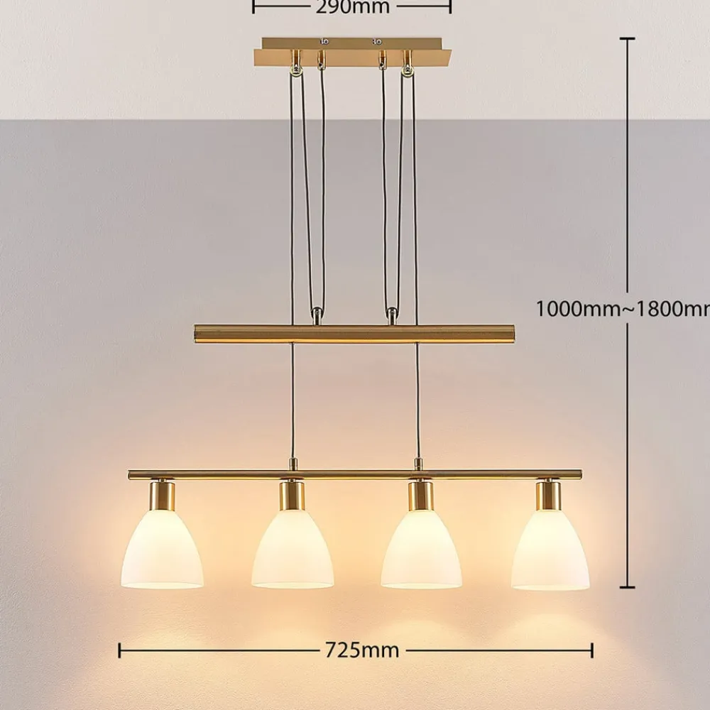 Lindby Pendellamper|Pendellamper > hængelampe Simeon, messingfarvet, glas, 73 cm, E14