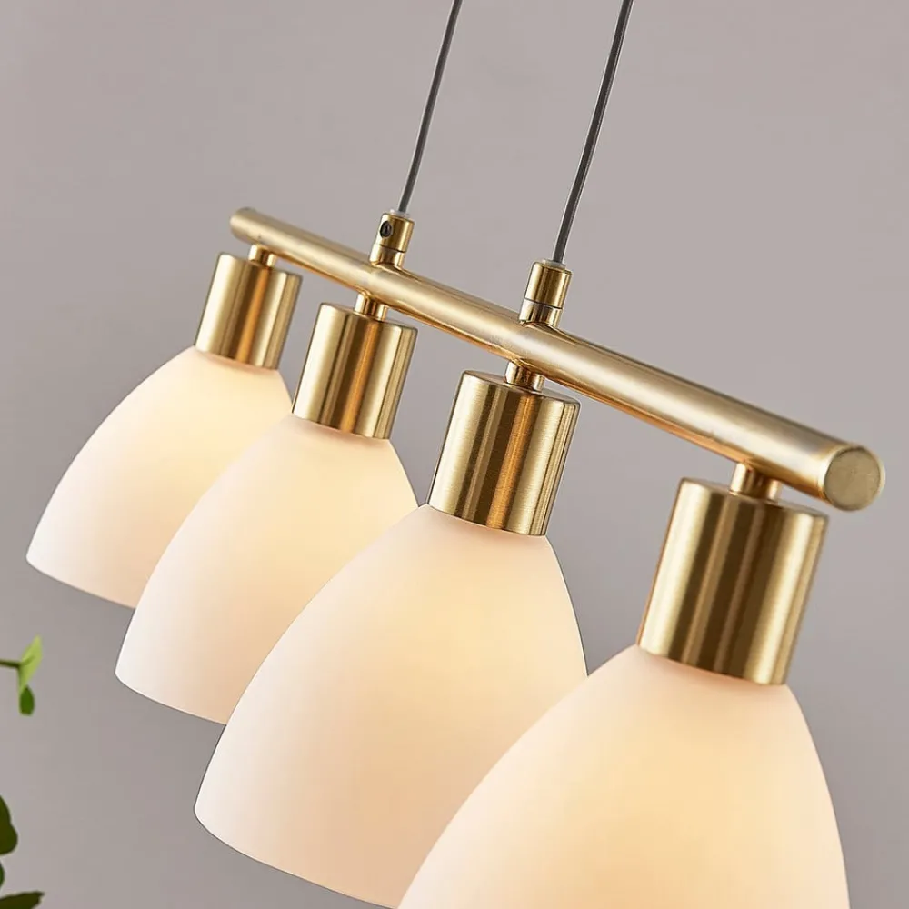 Lindby Pendellamper|Pendellamper > hængelampe Simeon, messingfarvet, glas, 73 cm, E14