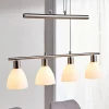 Pendellamper|Pendellamper ^ Lindby hængelampe Simeon, nikkelfarvet, glas, 73 cm, E14