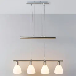 Pendellamper|Pendellamper ^ Lindby hængelampe Simeon, nikkelfarvet, glas, 73 cm, E14