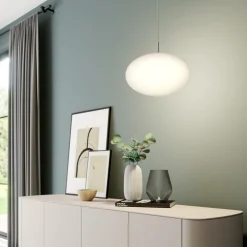 Lindby Pendellamper|Pendellamper > hængelampe Sonika, Ø 40 cm, nikkelfarvet, glas, E27