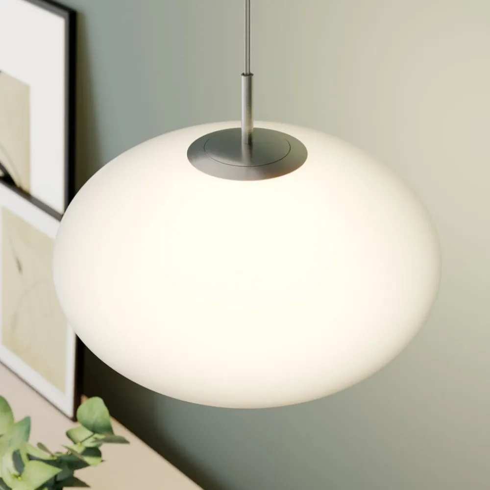 Lindby Pendellamper|Pendellamper > hængelampe Sonika, Ø 40 cm, nikkelfarvet, glas, E27