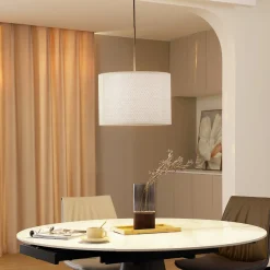 Lindby Pendellamper > hængelampe Soula, Ø 40 cm, beige, plast, E27
