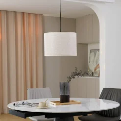 Lindby Pendellamper > hængelampe Soula, Ø 40 cm, beige, plast, E27