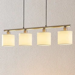 Lindby Pendellamper > hængelampe Stannis, 75 cm, hvid, 4 lyskilder, tekstil