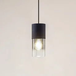 Lindby Pendellamper > hængelampe Svante, 1 lyskilde, sort, glas, Ø 10cm