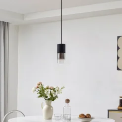 Lindby Pendellamper > hængelampe Svante, 1 lyskilde, sort, glas, Ø 10cm