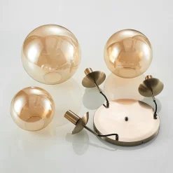 Pendellamper|Pendellamper ^ Lindby hængelampe Teeja, amber, 3 lyskilder, Ø52cm, glas, E27