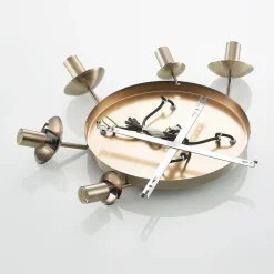 Lindby Pendellamper > hængelampe Teeja, amber, 5 lyskilder, Ø50cm, glas, E27