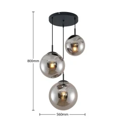 Lindby Pendellamper|Pendellamper > hængelampe Teeja, smoke, 3 lyskilder, Ø52cm, glas, E27
