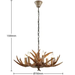 Pendellamper|Pendellamper ^ Lindby hængelampe Tejask, Ø 70 cm, 6 lyskilder, gevir, E14