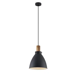 Lindby Pendellamper|Pendellamper > hængelampe Trebale, E27, Ø 28 cm, sort, træ