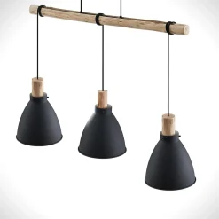 Pendellamper|Pendellamper ^ Lindby hængelampe Trebale, E27, Ø 28 cm, 3 lyskilder, træ