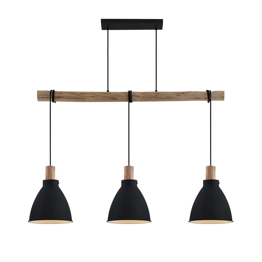 Pendellamper|Pendellamper ^ Lindby hængelampe Trebale, E27, Ø 28 cm, 3 lyskilder, træ