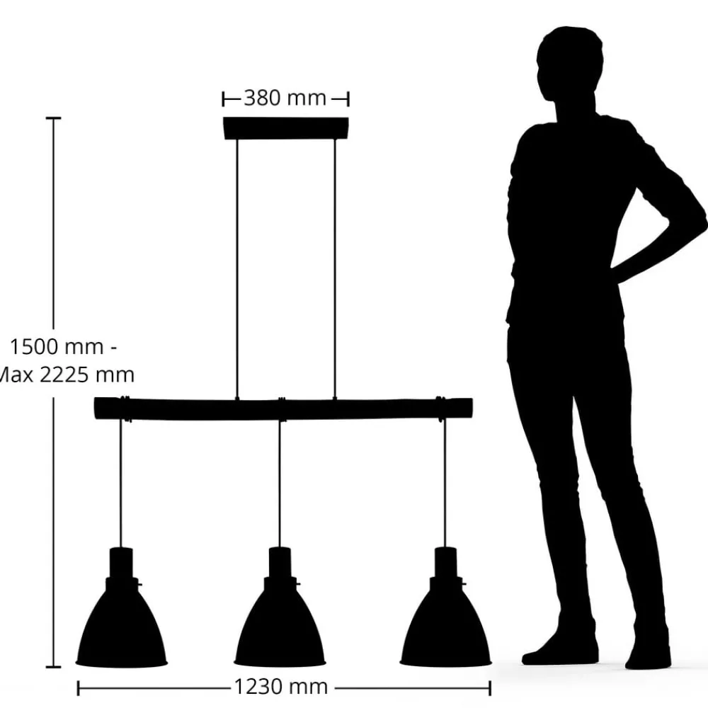 Pendellamper|Pendellamper ^ Lindby hængelampe Trebale, E27, Ø 28 cm, 3 lyskilder, træ