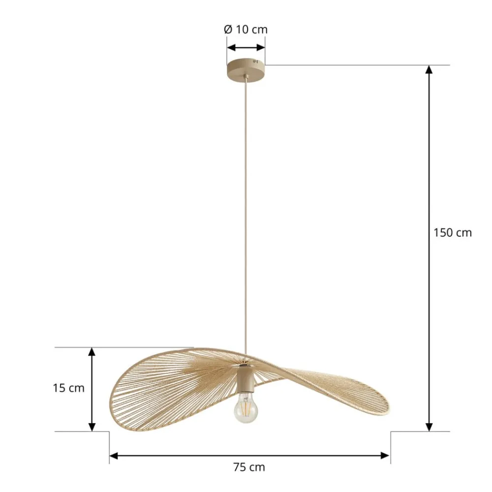 Lindby Pendellamper|Pendellamper > hængelampe Valdorin, beige, papir, længde 75 cm