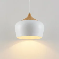 Lindby Pendellamper|Pendellamper > hængelampe Vilsera, hvid, metal/træ, 26 cm, E27