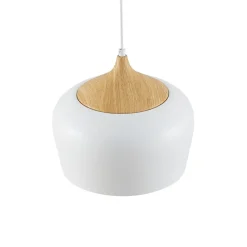 Lindby Pendellamper|Pendellamper > hængelampe Vilsera, hvid, metal/træ, 26 cm, E27