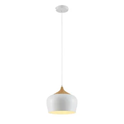 Lindby Pendellamper|Pendellamper > hængelampe Vilsera, hvid, metal/træ, 26 cm, E27