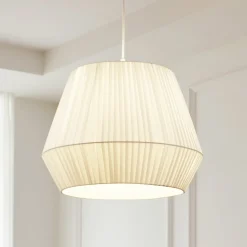 Lindby Pendellamper|Pendellamper > hængelampe Vitore, Ø 40 cm, tekstil, hvid