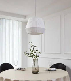 Lindby Pendellamper|Pendellamper > hængelampe Vitore, Ø 40 cm, tekstil, hvid