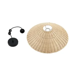 Lindby Pendellamper > hængelampe Zyralia, træfarvet, rattan, Ø 50 cm