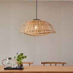 Pendellamper|Pendellamper ^ Lindby Ilajus hængelampe, Ø 62 cm, bambus, E27