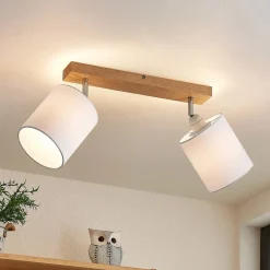 Loftlamper|Spotlights ^ Lindby Imarin loftspot, 2 lyskilder, eg/hvid