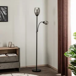 Gulvlamper|Gulvlamper ^ Lindby Irmino gulvlampe med røgfarvede glasskærme