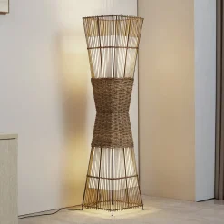 Gulvlamper ^ Lindby Jacinto gulvlampe, bambus, hamp, højde 130 cm