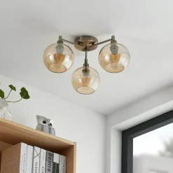 Loftlamper|Pendellamper ^ Lindby Jemissa loftlampe, 3 lyskilder, ravgul