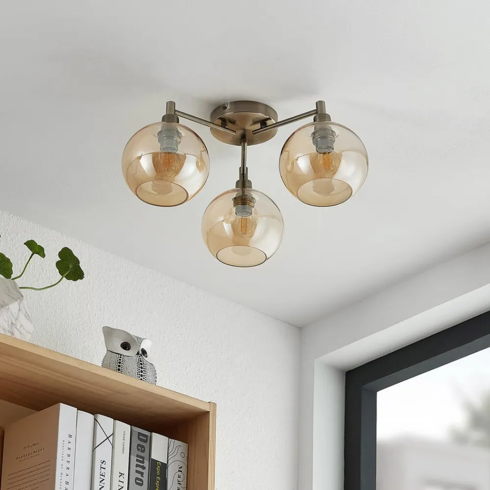 Loftlamper|Pendellamper ^ Lindby Jemissa loftlampe, 3 lyskilder, ravgul