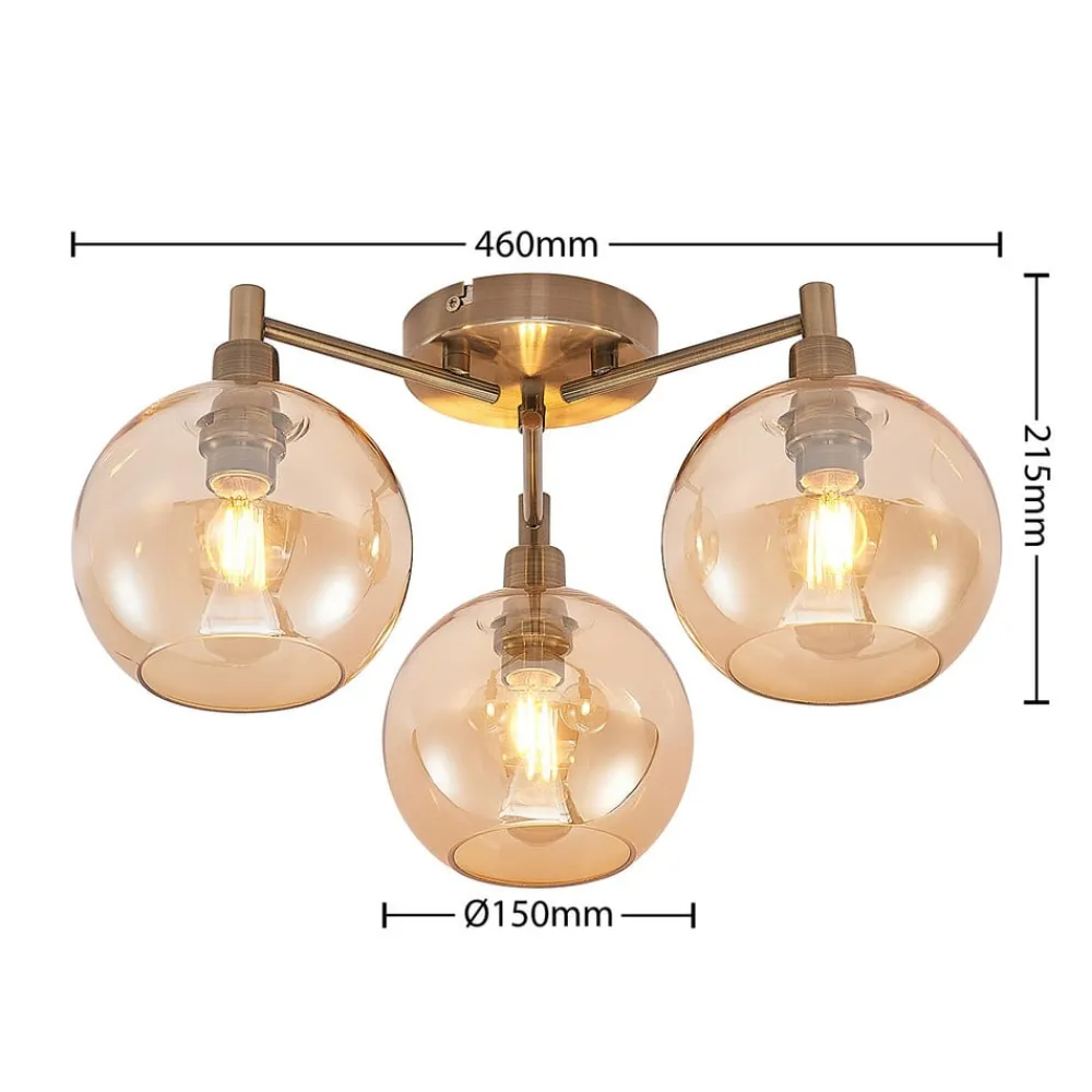 Loftlamper|Pendellamper ^ Lindby Jemissa loftlampe, 3 lyskilder, ravgul