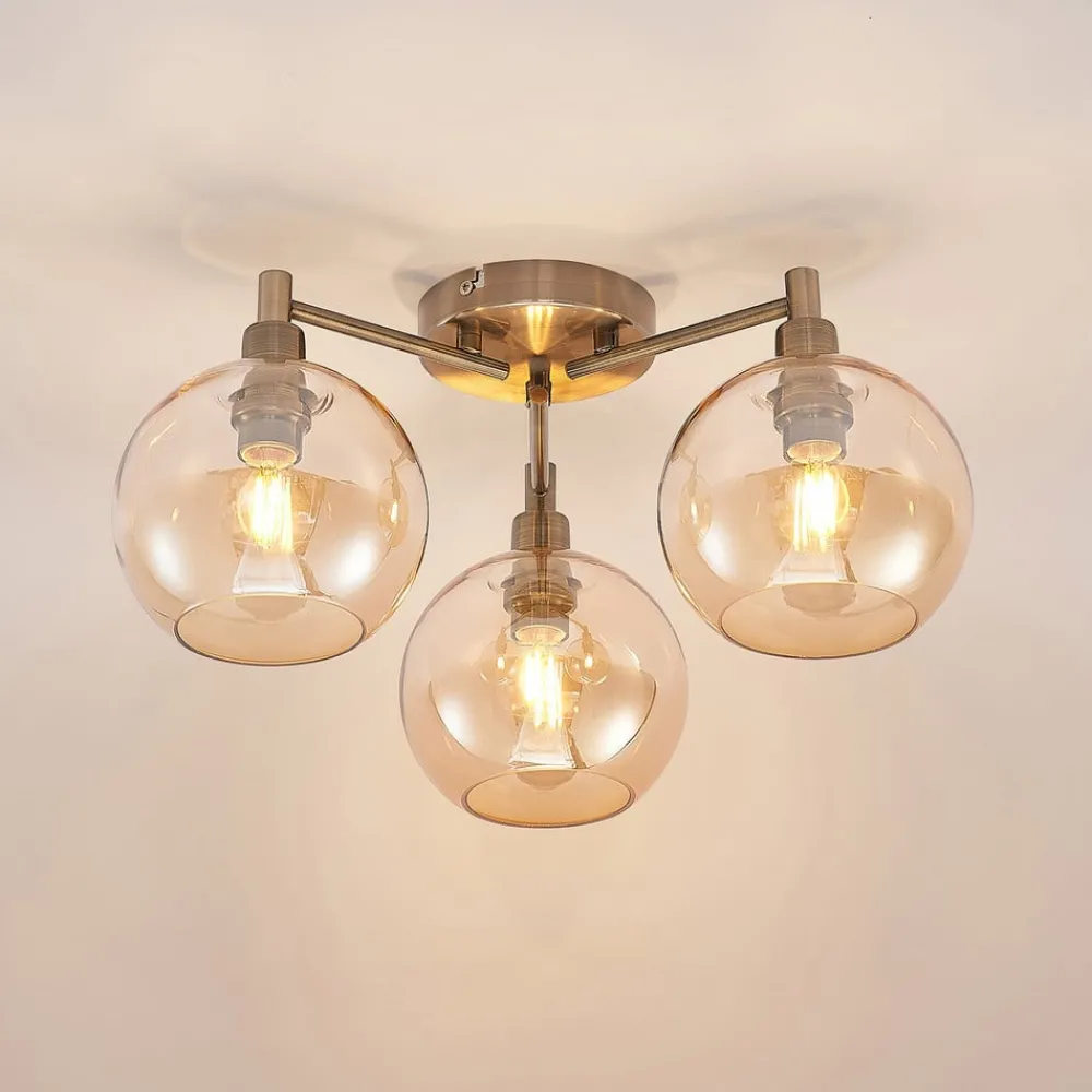 Loftlamper|Pendellamper ^ Lindby Jemissa loftlampe, 3 lyskilder, ravgul