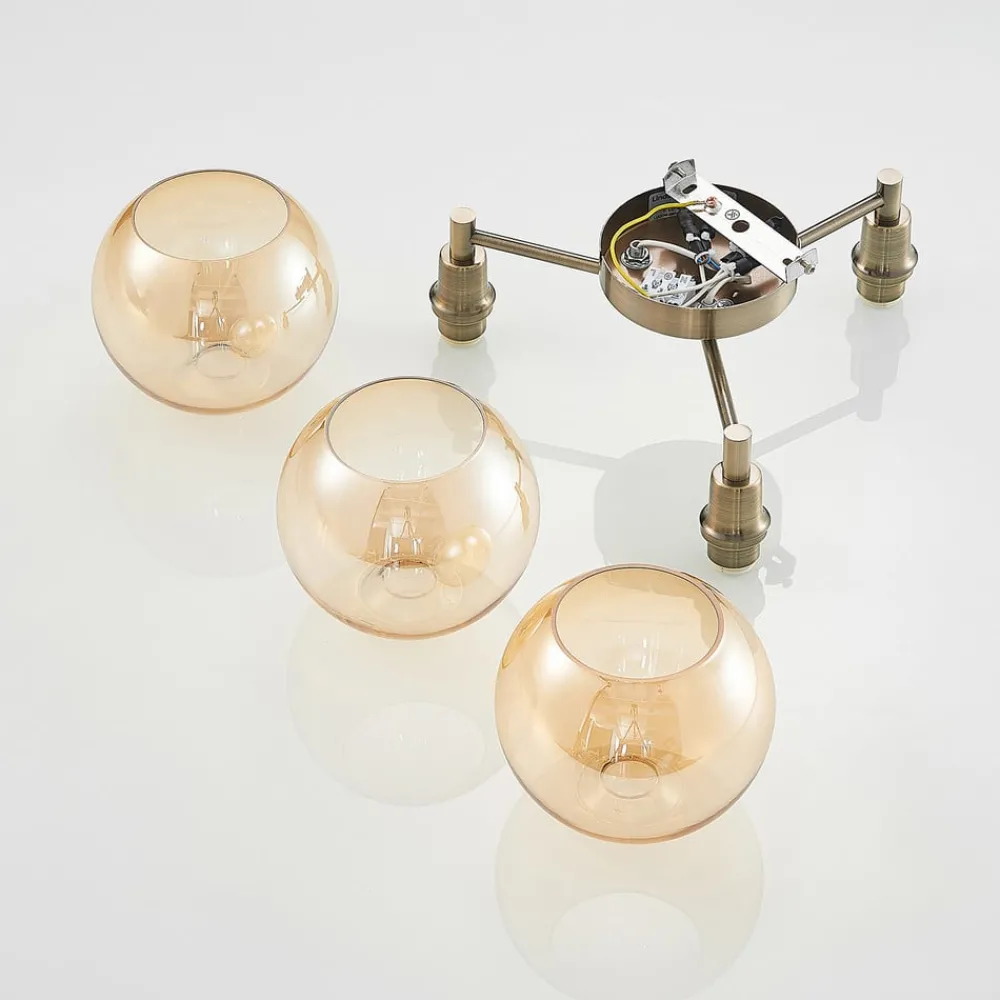 Loftlamper|Pendellamper ^ Lindby Jemissa loftlampe, 3 lyskilder, ravgul